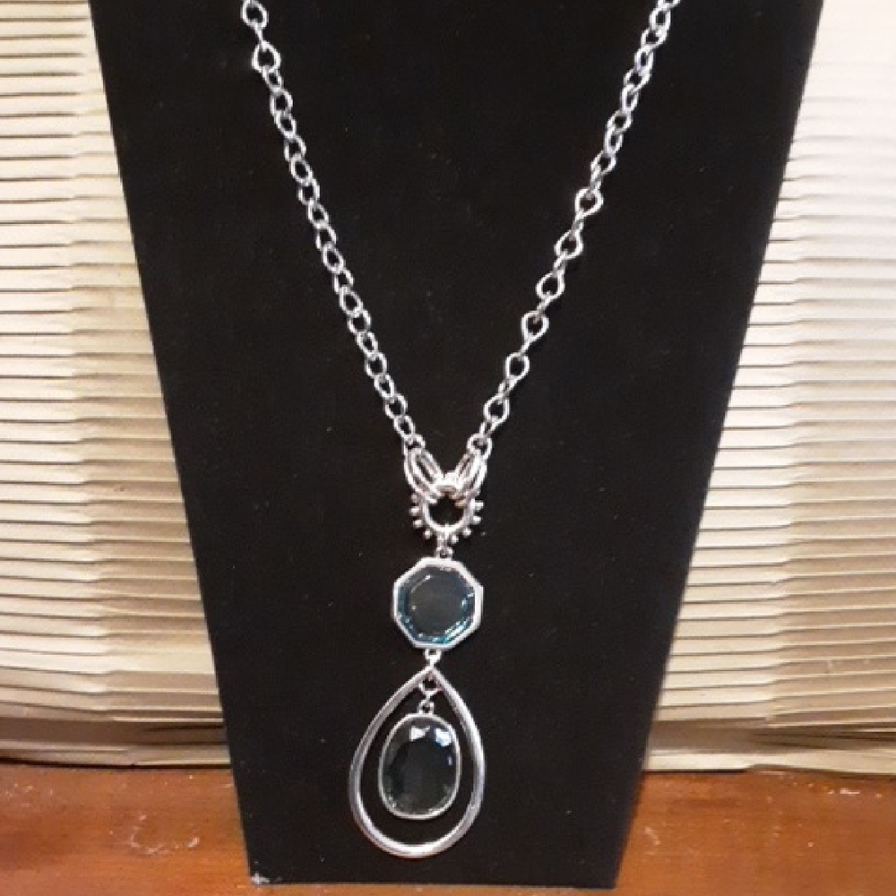 Chico's Silver Necklace with Black Accents